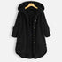 WARME DAMENJACKE MIT KAPUZE UND KNOPFLEISTE | STILVOLL WARM